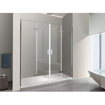 Nala - Puerta de ducha abatible 4 hojas - H 190 cm - Cromo claro 118-121.5 cm - Puerta de ducha Nala - Puerta de ducha abatible 4 hojas - H 190 cm - Cromo claro 118-121.5 cm - Puerta de ducha