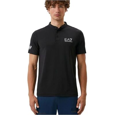 EA7 Modelo 8NPT21_PJEMZ Camisa Polo Preta Esportiva - Tênis/Padel EA7 Modelo 8NPT21_PJEMZ Camisa Polo Preta Esportiva - Tênis/Padel