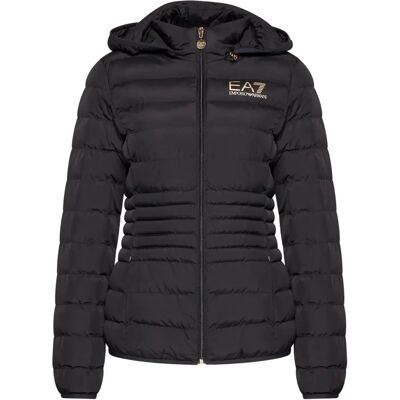 EA7 Zwarte Opvouwbare Hoodie Gewatteerde Jas - Jas EA7 Zwarte Opvouwbare Hoodie Gewatteerde Jas - Jas