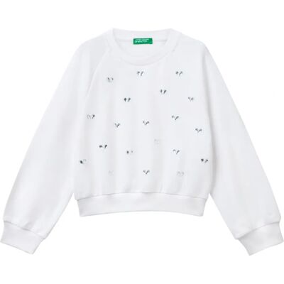 Benetton Modèle Sweatshirt Cœur Strass - Enfants Benetton Modèle Sweatshirt Cœur Strass - Enfants