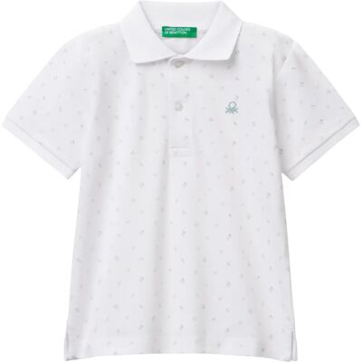 Benetton Micro-Muster Poloshirt Aus Reiner Baumwolle - Kinder Benetton Micro-Muster Poloshirt Aus Reiner Baumwolle - Kinder