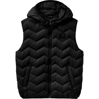 Gilet rembourré à capuche noir pour enfants de Benetton Gilet rembourré à capuche noir pour enfants de Benetton