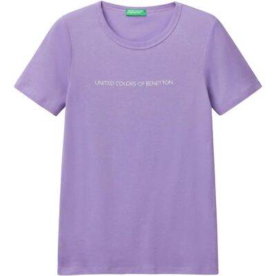 Benetton Modell Glitter Logo Lavendel T-shirt - T-shirt Benetton Modell Glitter Logo Lavendel T-shirt - T-shirt