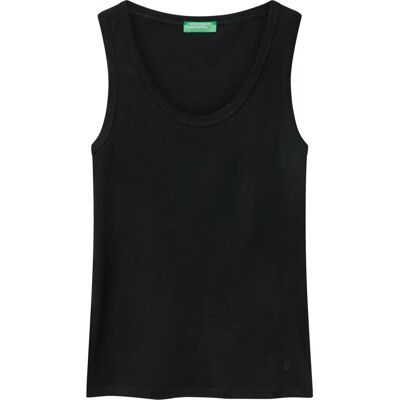 Benetton Schwarzes Tanktop - Slim Fit, Baumwolle, Damen Benetton Schwarzes Tanktop - Slim Fit, Baumwolle, Damen