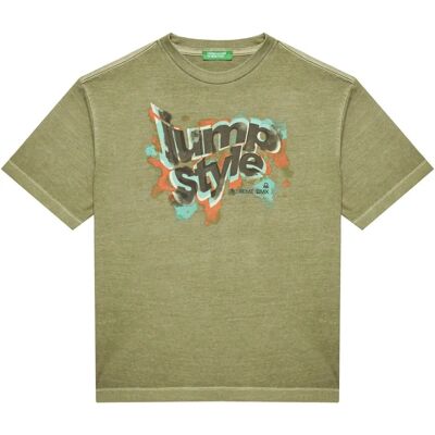 Benetton T-shirt - Vert Militaire - Enfants - Manches Courtes Benetton T-shirt - Vert Militaire - Enfants - Manches Courtes