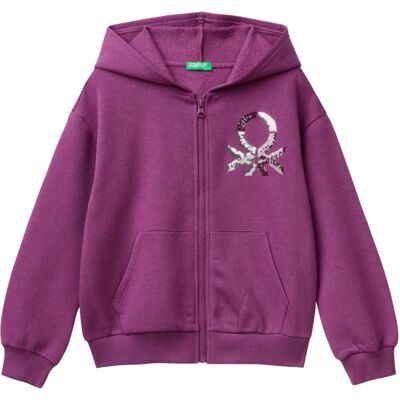 Benetton Barn Malva Tröja - Tröja med Dragkedja och Pärlor Benetton Barn Malva Tröja - Tröja med Dragkedja och Pärlor