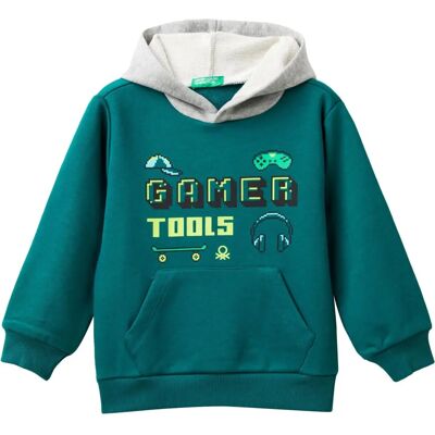 Benetton Sweat à Capuche Vert Foncé - Vêtements pour Enfants Benetton Sweat à Capuche Vert Foncé - Vêtements pour Enfants