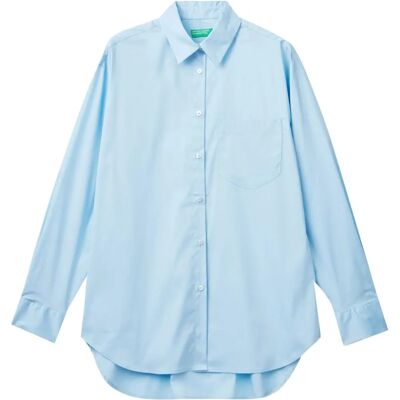 Koszula Oversized Fit Benetton - Jasnoniebieski - Kobieta Koszula Oversized Fit Benetton - Jasnoniebieski - Kobieta