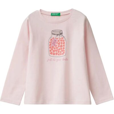 Benetton T-shirt Rose pour Enfants - Décontracté Benetton T-shirt Rose pour Enfants - Décontracté