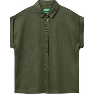 Chemise en lin vert militaire Benetton - Chemise Chemise en lin vert militaire Benetton - Chemise