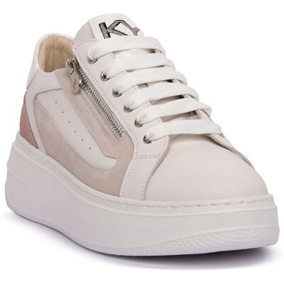 Keys K-10522 Vita-Rosa Sneakers med Hög Sula - Sneakers Keys K-10522 Vita-Rosa Sneakers med Hög Sula - Sneakers