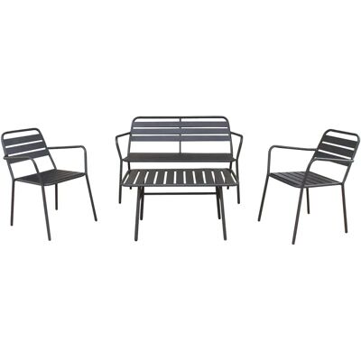 Set salotto da giardino Milani Home - Grigio in acciaio, 3 pezzi Set salotto da giardino Milani Home - Grigio in acciaio, 3 pezzi