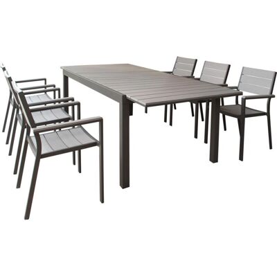 Milani Home - Set tavolo e sedie da giardino estensibile in taupe - Mobili da giardino Milani Home - Set tavolo e sedie da giardino estensibile in taupe - Mobili da giardino
