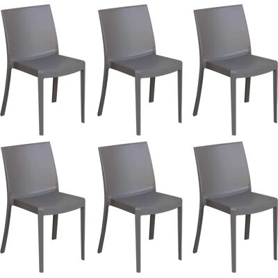 Milani Home - Set di 6 Sedie Impilabili in Plastica - Taupe, 55x82x47cm Milani Home - Set di 6 Sedie Impilabili in Plastica - Taupe, 55x82x47cm