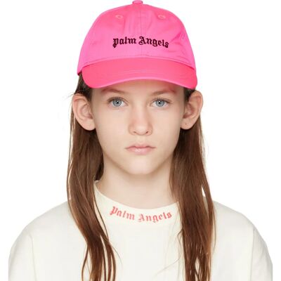Palm Angels Kids Pink Logo Baseball Cap - Fuchsia Fluo Schwarz - Unisex Palm Angels Kids Pink Logo Baseball Cap - Fuchsia Fluo Schwarz - Unisex