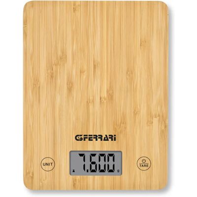 Balance de cuisine en bambou G3 Ferrari G20166 - Électronique, 10kg, Précision 1g - Publicité Balance de cuisine en bambou G3 Ferrari G20166 - Électronique, 10kg, Précision 1g - Publicité