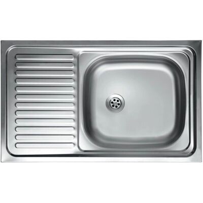 Fregadero de Cocina de Acero Inoxidable 50x80 cm - Basin con escurridor izquierdo Fregadero de Cocina de Acero Inoxidable 50x80 cm - Basin con escurridor izquierdo