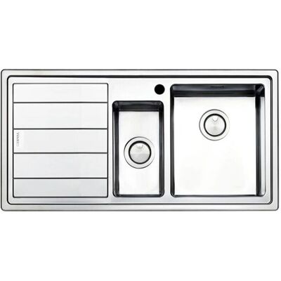 Lavello da Cucina in Acciaio Inox Samet 100x50cm Due Vasche Sinistro Lavello da Cucina in Acciaio Inox Samet 100x50cm Due Vasche Sinistro