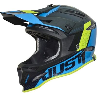 Casque en Carbone Bleu-Jaune Just1 JDH - Descente Casque en Carbone Bleu-Jaune Just1 JDH - Descente