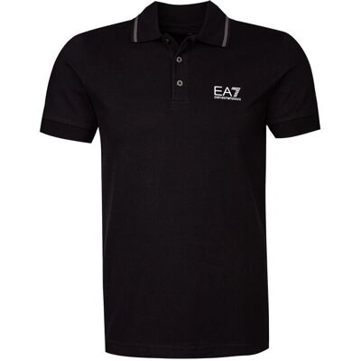 EA7 Męski Czarny Piqué Polo - Klasyczny Krój EA7 Męski Czarny Piqué Polo - Klasyczny Krój
