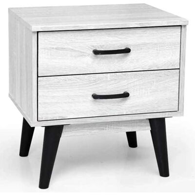 Bakaji Table de Nuit à 2 Tiroirs - Design Moderne en Bois Bakaji Table de Nuit à 2 Tiroirs - Design Moderne en Bois