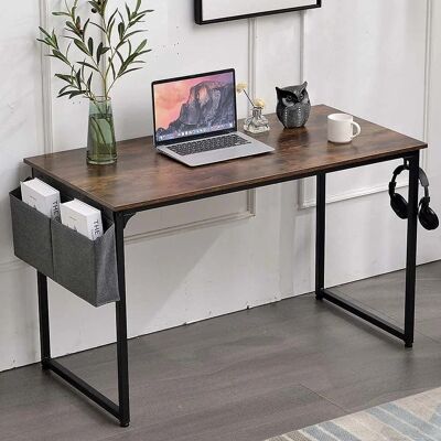 BAKAJI - Scrivania con Supporto per PC in Legno e Metallo con Organizer - Marrone Industriale BAKAJI - Scrivania con Supporto per PC in Legno e Metallo con Organizer - Marrone Industriale