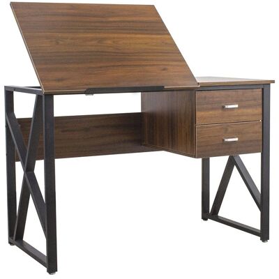 BAKAJI Bureau avec tiroir 2 tiroirs Plateau inclinable MDF bois BAKAJI Bureau avec tiroir 2 tiroirs Plateau inclinable MDF bois