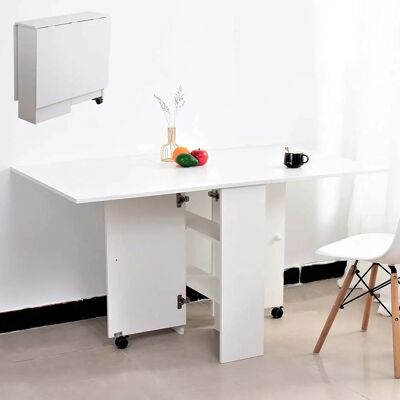Bakaji Weißer Klappbarer Tisch mit Bücherregal - Schreibtisch Bakaji Weißer Klappbarer Tisch mit Bücherregal - Schreibtisch
