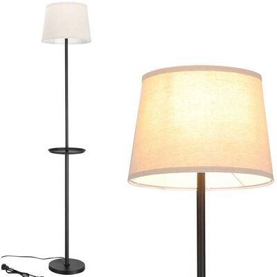 Lampada da terra moderna Bakaji con tavolino - Tessuto E27 - 174cm Lampada da terra moderna Bakaji con tavolino - Tessuto E27 - 174cm