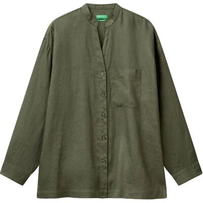 Benetton Modèle Chemise Oversize en Lin - Femme Benetton Modèle Chemise Oversize en Lin - Femme