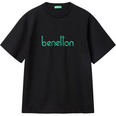 Benetton Oversized T-shirt med Logobroderi - T-shirt Benetton Oversized T-shirt med Logobroderi - T-shirt