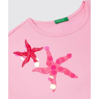 Benetton T-shirt with Print and Sequins - Kids Benetton T-shirt with Print and Sequins - Kids