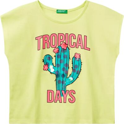 Benetton Model Lime Kids Organic Cotton T-shirt - T-shirt Benetton Model Lime Kids Organic Cotton T-shirt - T-shirt