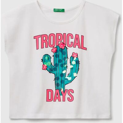 Benetton Model T-shirt with Print and Sequins - Kids Benetton Model T-shirt with Print and Sequins - Kids