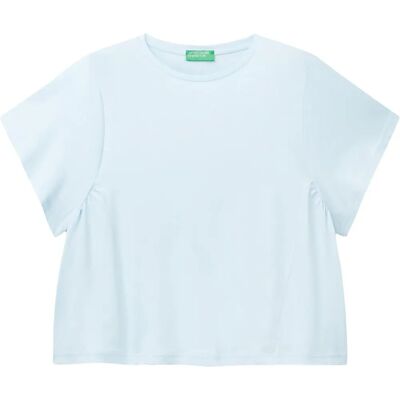 Benetton T-shirt Coupe Confort Bleu Ciel - T-shirt Benetton T-shirt Coupe Confort Bleu Ciel - T-shirt