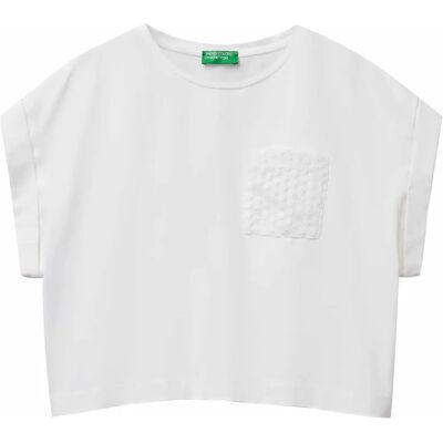 Benetton Modèle T-shirt - Col rond, Coton, Femme Benetton Modèle T-shirt - Col rond, Coton, Femme