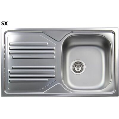 Fregadero de acero inoxidable IPERBRIKO - Un seno, escurridor a la izquierda, 86 cm Fregadero de acero inoxidable IPERBRIKO - Un seno, escurridor a la izquierda, 86 cm