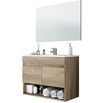 Iperbriko - Mueble de Baño Cotton/Clint - Suspendido, Espejo, Melamina Iperbriko - Mueble de Baño Cotton/Clint - Suspendido, Espejo, Melamina