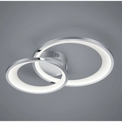 IPERBRIKO - Modelo L59 cm Círculo Doble Cromo Luz LED Regulable Techo IPERBRIKO - Modelo L59 cm Círculo Doble Cromo Luz LED Regulable Techo
