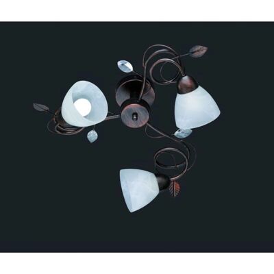 IPERBRIKO - Lámpara de Techo Rústica 3xE14 Traditio Cobre Rústico Vidrio Blanco Ø61cm IPERBRIKO - Lámpara de Techo Rústica 3xE14 Traditio Cobre Rústico Vidrio Blanco Ø61cm