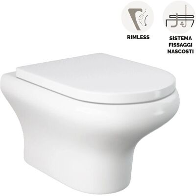 Iperbriko - Vaso Suspenso Compacto/Ninfea Rimless Fijación Oculta Iperbriko - Vaso Suspenso Compacto/Ninfea Rimless Fijación Oculta
