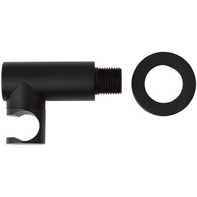 IPERBRIKO Toma de agua redonda negra mate con soporte para ducha IPERBRIKO Toma de agua redonda negra mate con soporte para ducha
