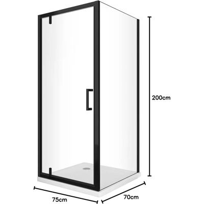 Cabina de ducha negro mate con panel lateral fijo y puerta rototranslante - Cabina de ducha Cabina de ducha negro mate con panel lateral fijo y puerta rototranslante - Cabina de ducha