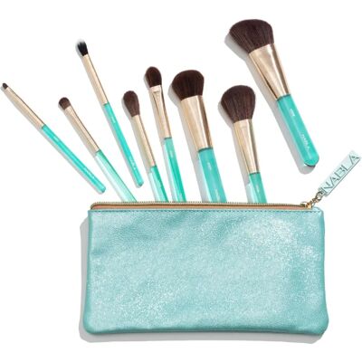Ensemble de Pinceaux Essentiels Aquamarine - Visage, Yeux, Lèvres Ensemble de Pinceaux Essentiels Aquamarine - Visage, Yeux, Lèvres