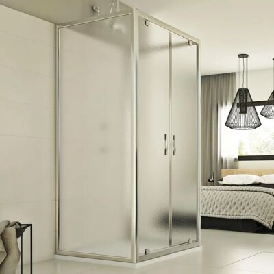 Idralite - Mampara de ducha Cristal Trio 2 hojas 90x100x90 cm - Mampara de ducha Idralite - Mampara de ducha Cristal Trio 2 hojas 90x100x90 cm - Mampara de ducha