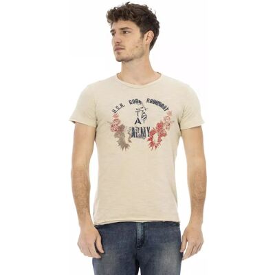 Trussardi Action Beige Katoenen T-Shirt - T-Shirt Trussardi Action Beige Katoenen T-Shirt - T-Shirt