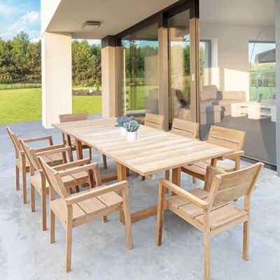 Tavolo da giardino in teak estensibile Milani Home - Design moderno Tavolo da giardino in teak estensibile Milani Home - Design moderno