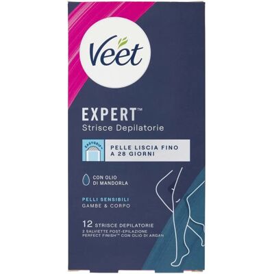 Strisce depilatorie per pelli sensibili - Veet 12 pz e salviette Strisce depilatorie per pelli sensibili - Veet 12 pz e salviette