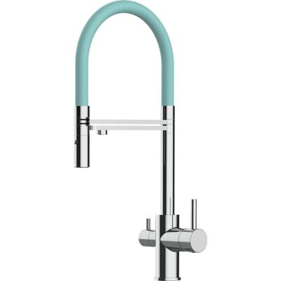 VIZIO Küchenarmatur - Türkis 360° Drehbar, Doppelkanal, Chrom VIZIO Küchenarmatur - Türkis 360° Drehbar, Doppelkanal, Chrom