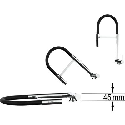 VIZIO Miscelatore cucina - Nero opaco con beccuccio mobile e doccia 2 getti VIZIO Miscelatore cucina - Nero opaco con beccuccio mobile e doccia 2 getti
